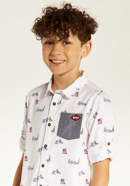 Lee Cooper Printed Shirt with Long Sleeves and Pocket