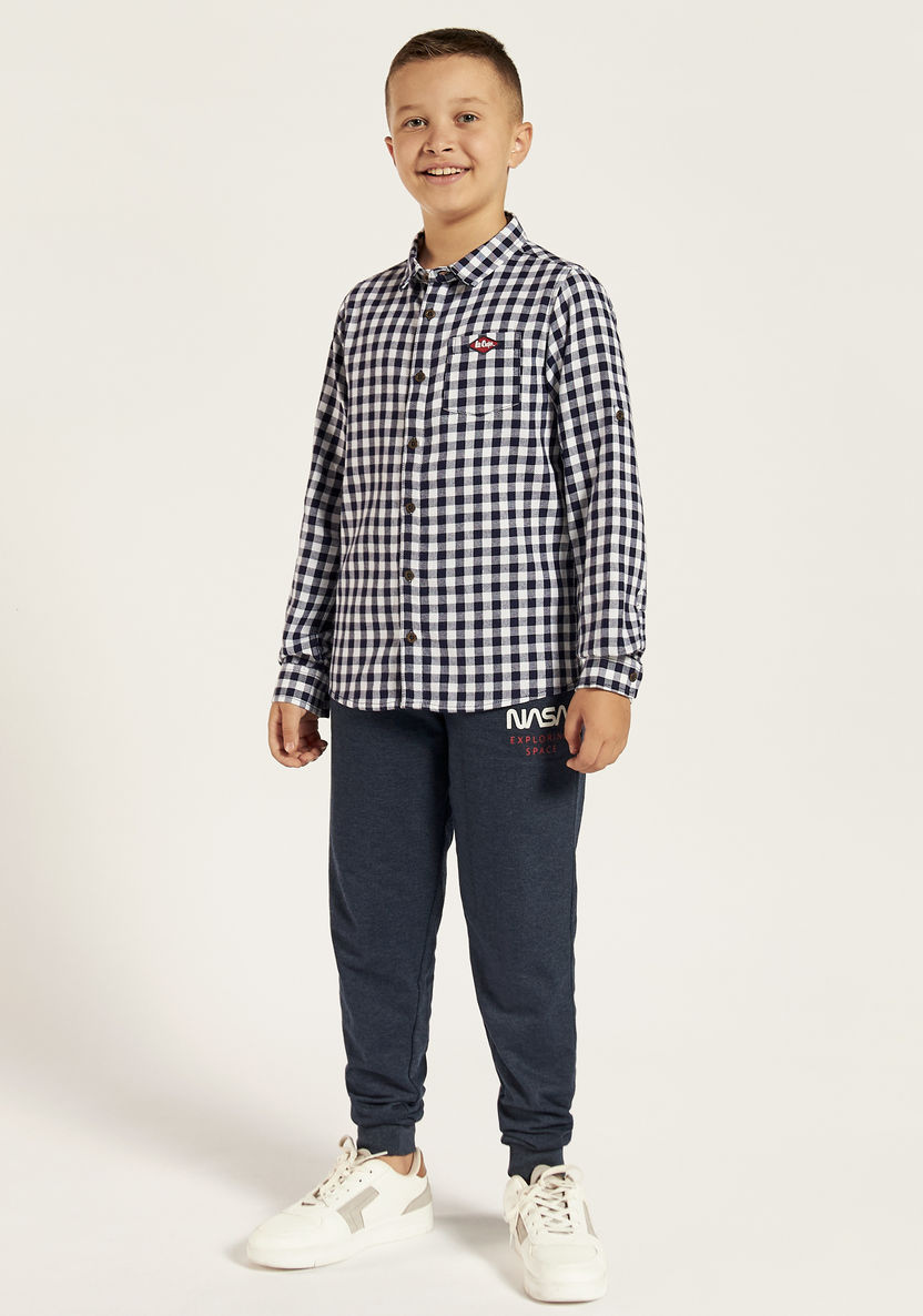 Lee Cooper Checked Shirt with Spread Collar and Long Sleeves-Shirts-image-0