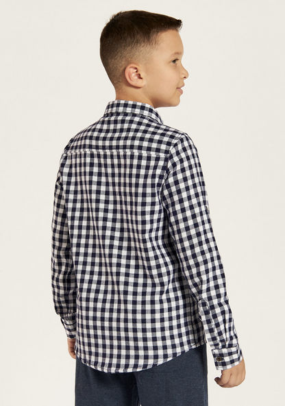 Lee Cooper Checked Shirt with Spread Collar and Long Sleeves-Shirts-image-3