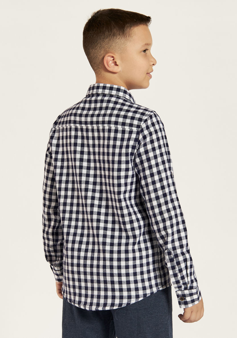 Lee Cooper Checked Shirt with Spread Collar and Long Sleeves-Shirts-image-3