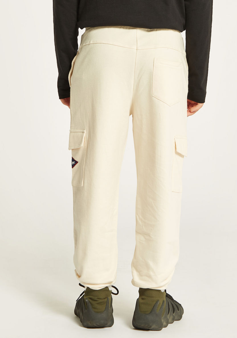 Lee Cooper Solid Cargo Joggers with Drawstring Closure-Joggers-image-3
