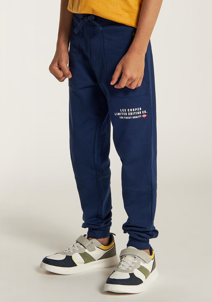 Lee Cooper Solid Joggers with Drawstring Closure and Pockets-Joggers-image-2
