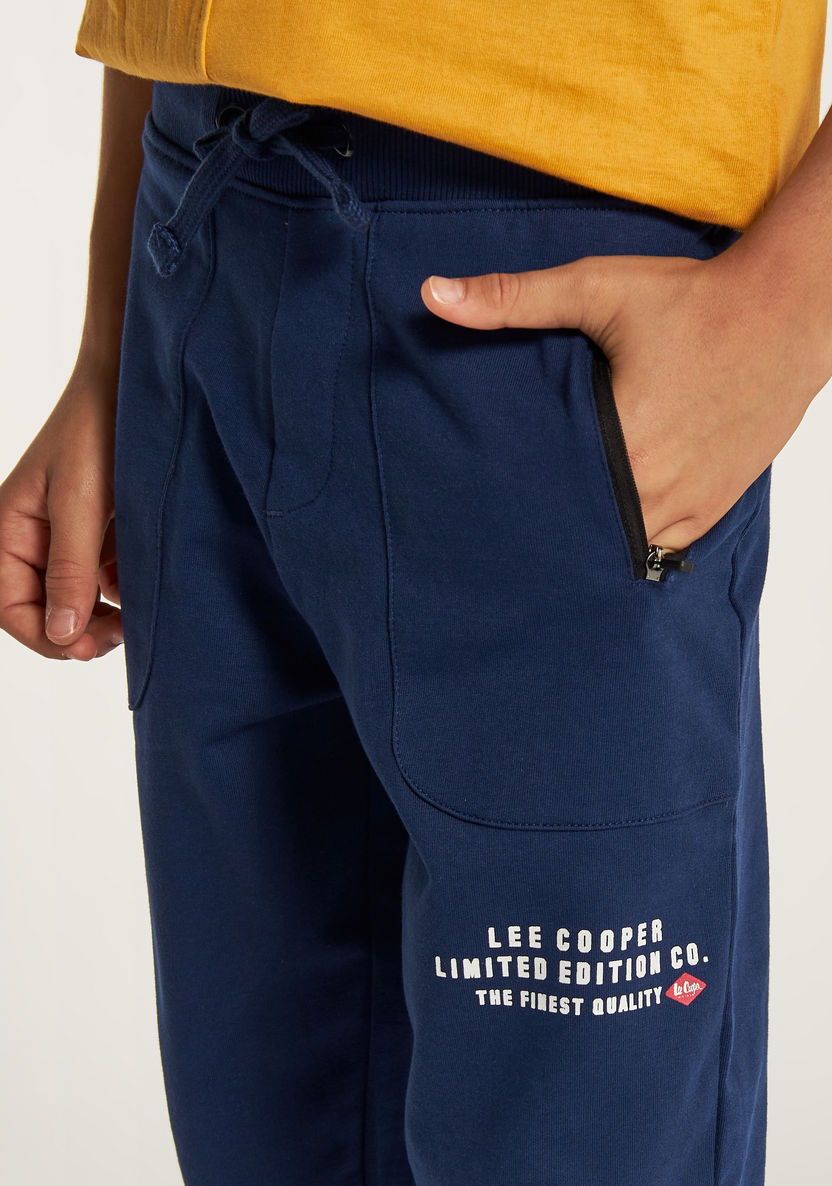 Lee Cooper Solid Joggers with Drawstring Closure and Pockets-Joggers-image-3