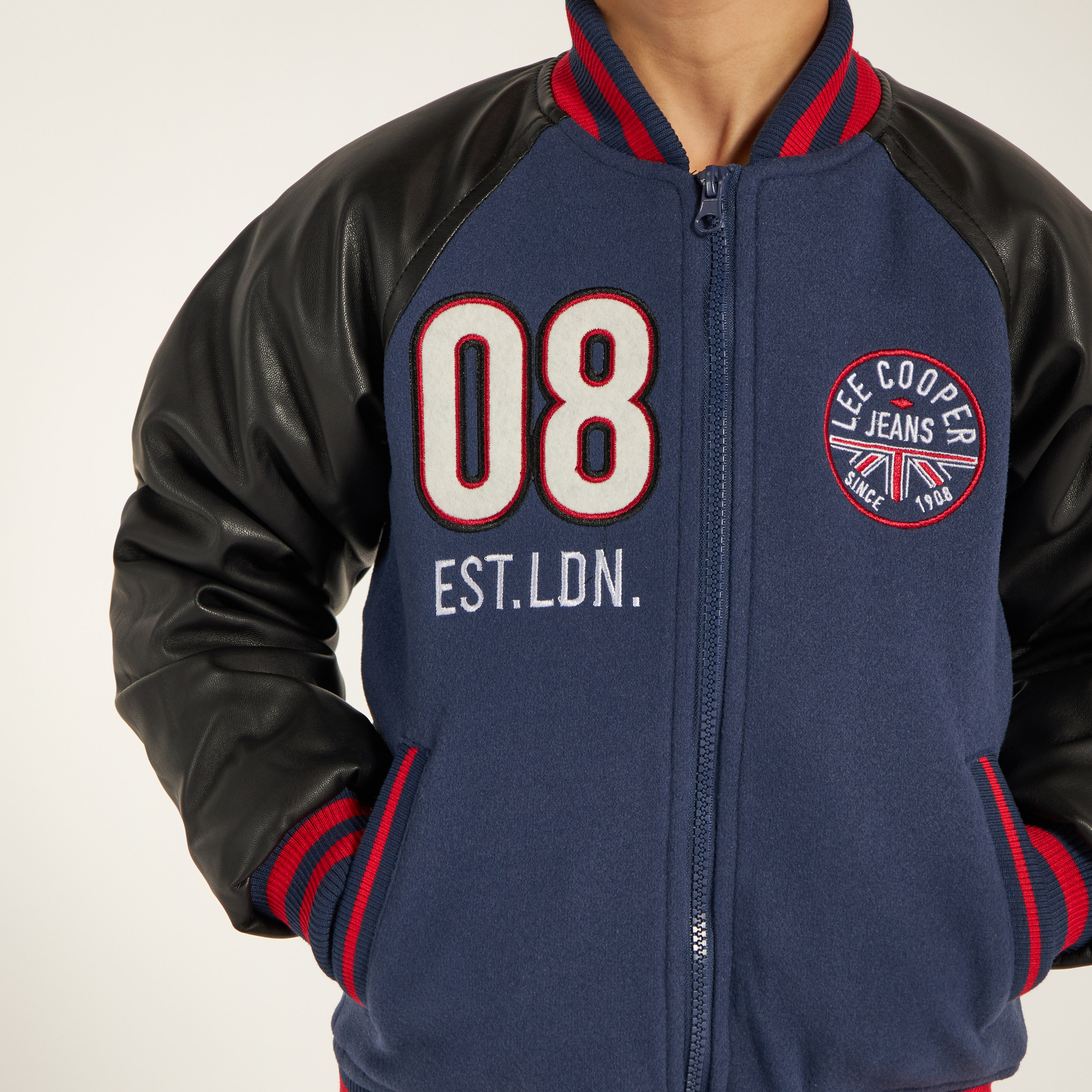 Lee Cooper Varsity Jacket with Zip Closure and Pockets-boys-clothing-jacketsandcoats-image-3