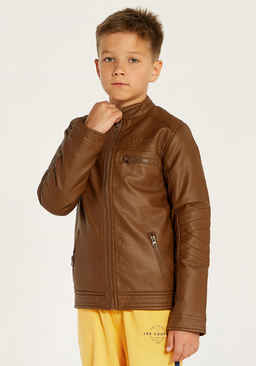 Lee Cooper Solid Long Sleeves Jacket with Zip Closure-Coats and Jackets-image-1