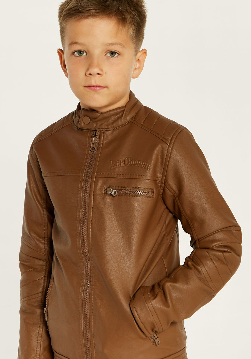 Lee Cooper Solid Long Sleeves Jacket with Zip Closure-Coats and Jackets-image-2