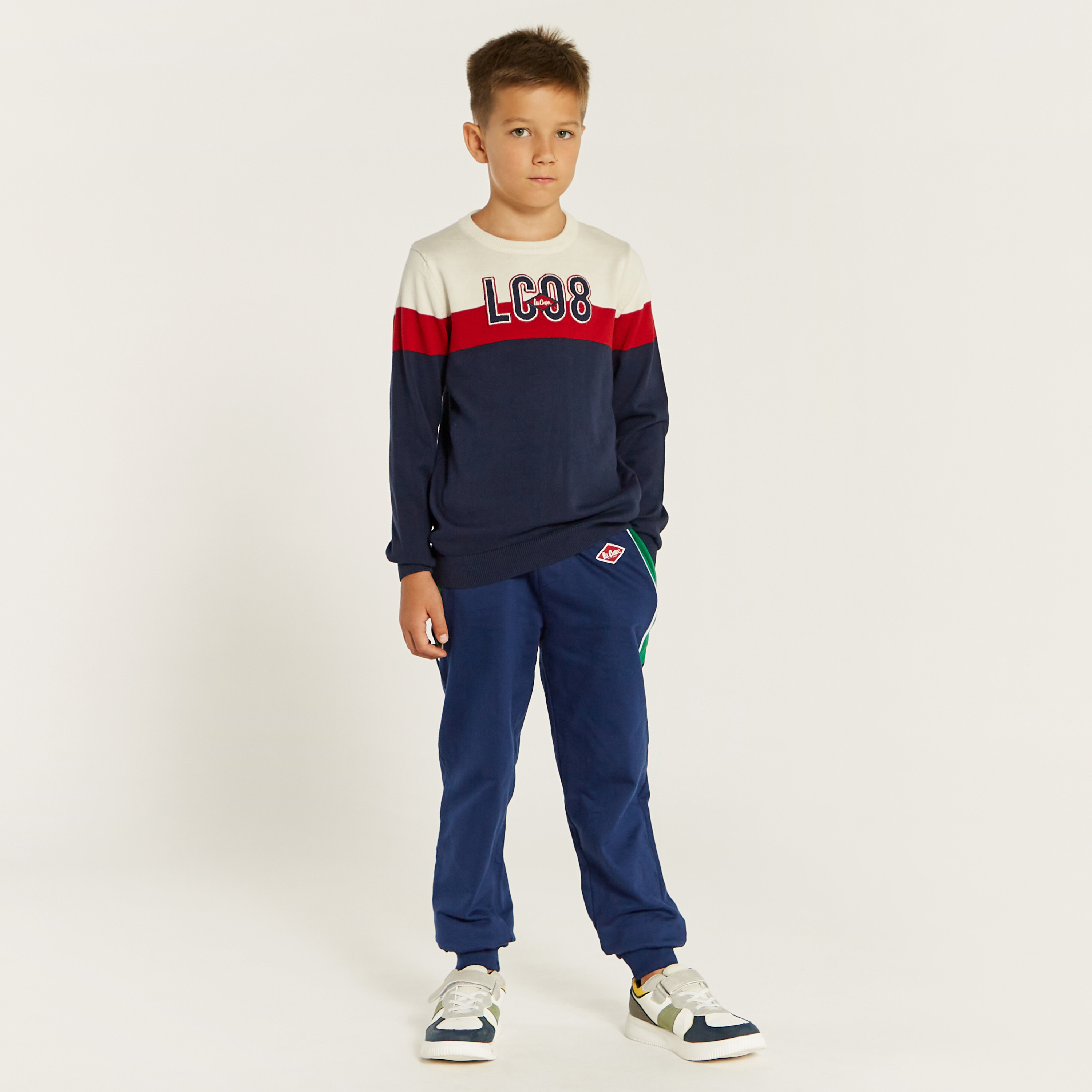 Lee Cooper Colourblock Sweater with Crew Neck and Long Sleeves-boys-clothing-jumpersandcardigans-image-1