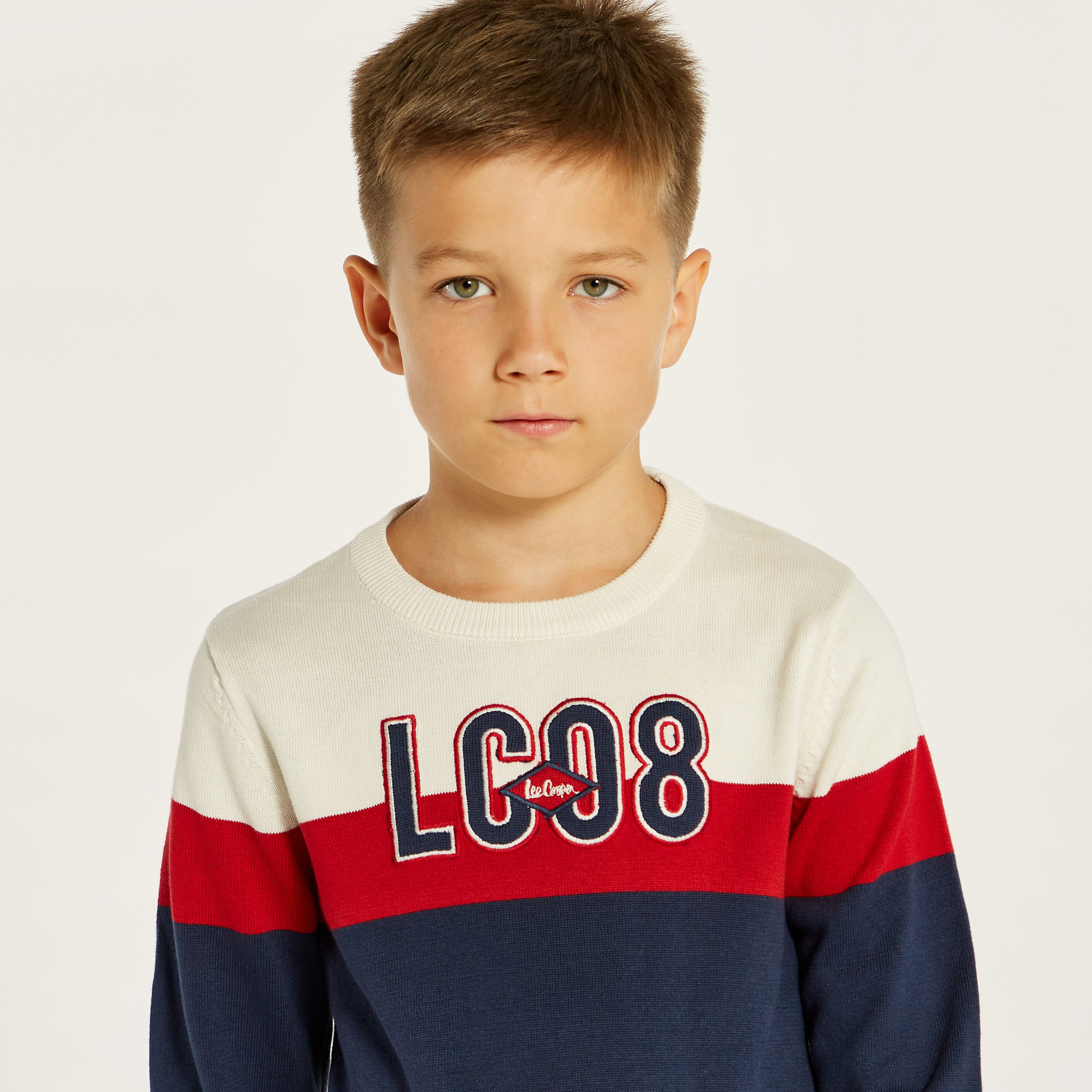 Lee Cooper Colourblock Sweater with Crew Neck and Long Sleeves-boys-clothing-jumpersandcardigans-image-3