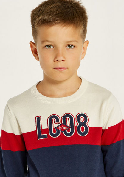 Lee Cooper Colourblock Sweater with Crew Neck and Long Sleeves