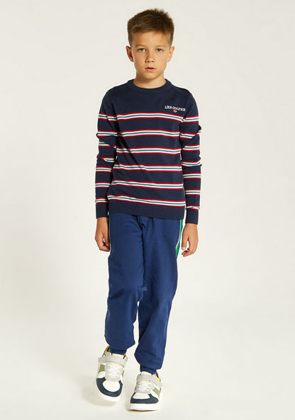 Lee Cooper Striped Sweatshirt with Crew Neck and Long Sleeves