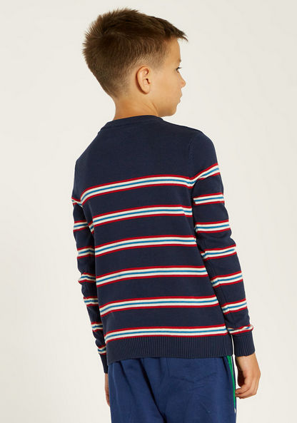 Lee Cooper Striped Sweatshirt with Crew Neck and Long Sleeves