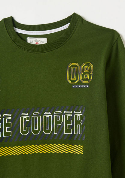 Lee Cooper Printed Sweatshirt with Long Sleeves and Kangaroo Pocket-Sweatshirts-image-1