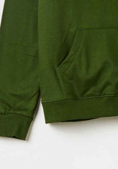 Lee Cooper Printed Sweatshirt with Long Sleeves and Kangaroo Pocket-Sweatshirts-image-2