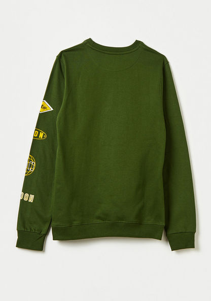 Lee Cooper Printed Sweatshirt with Long Sleeves and Kangaroo Pocket-Sweatshirts-image-3