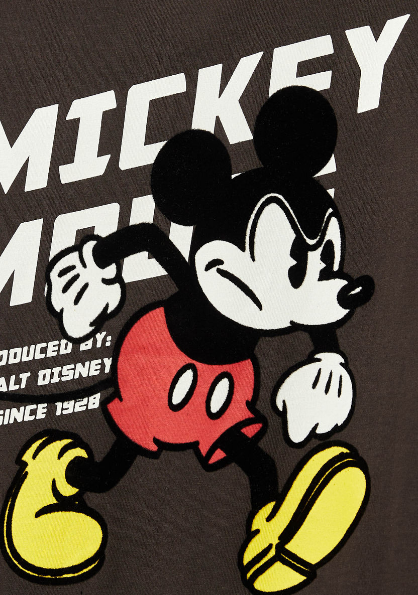 Disney Mickey Mouse Print Crew Neck T-shirt with Short Sleeves-T Shirts-image-2