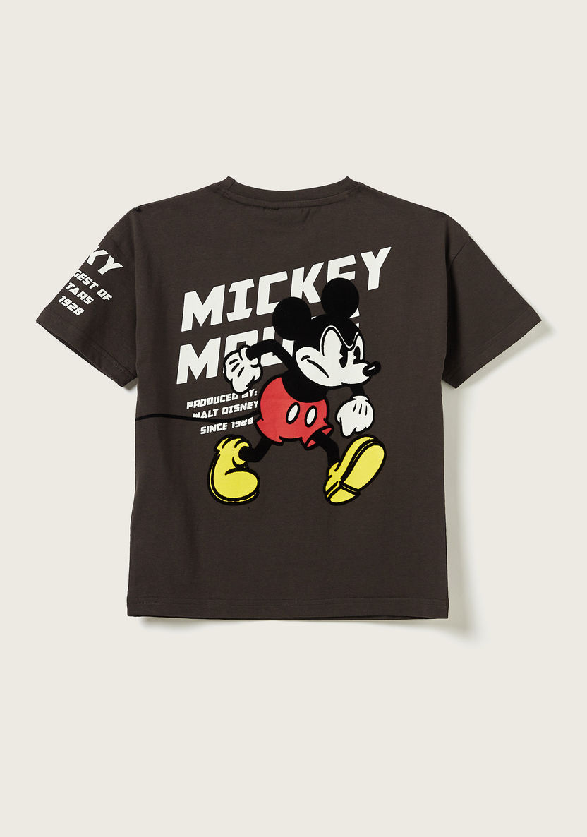 Disney Mickey Mouse Print Crew Neck T-shirt with Short Sleeves-T Shirts-image-3