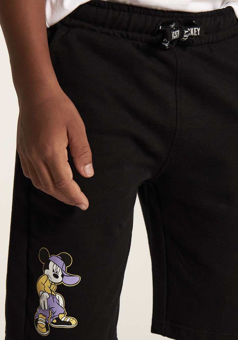 Disney Mickey Mouse Print Shorts with Drawstring Closure and Pockets-Shorts-image-2