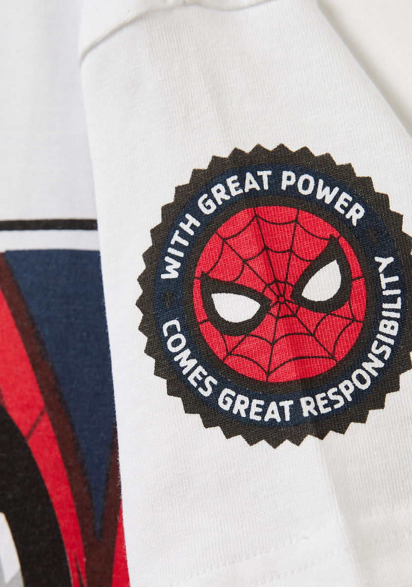 Spiderman Print T-shirt with Crew Neck and Short Sleeves-T Shirts-image-3