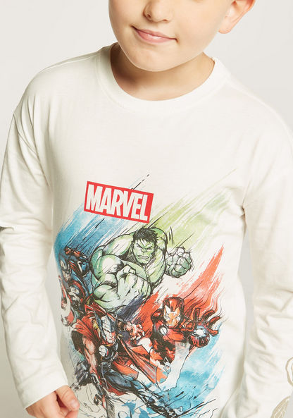 Avengers Print T-shirt with Crew Neck and Long Sleeves-T Shirts-image-2
