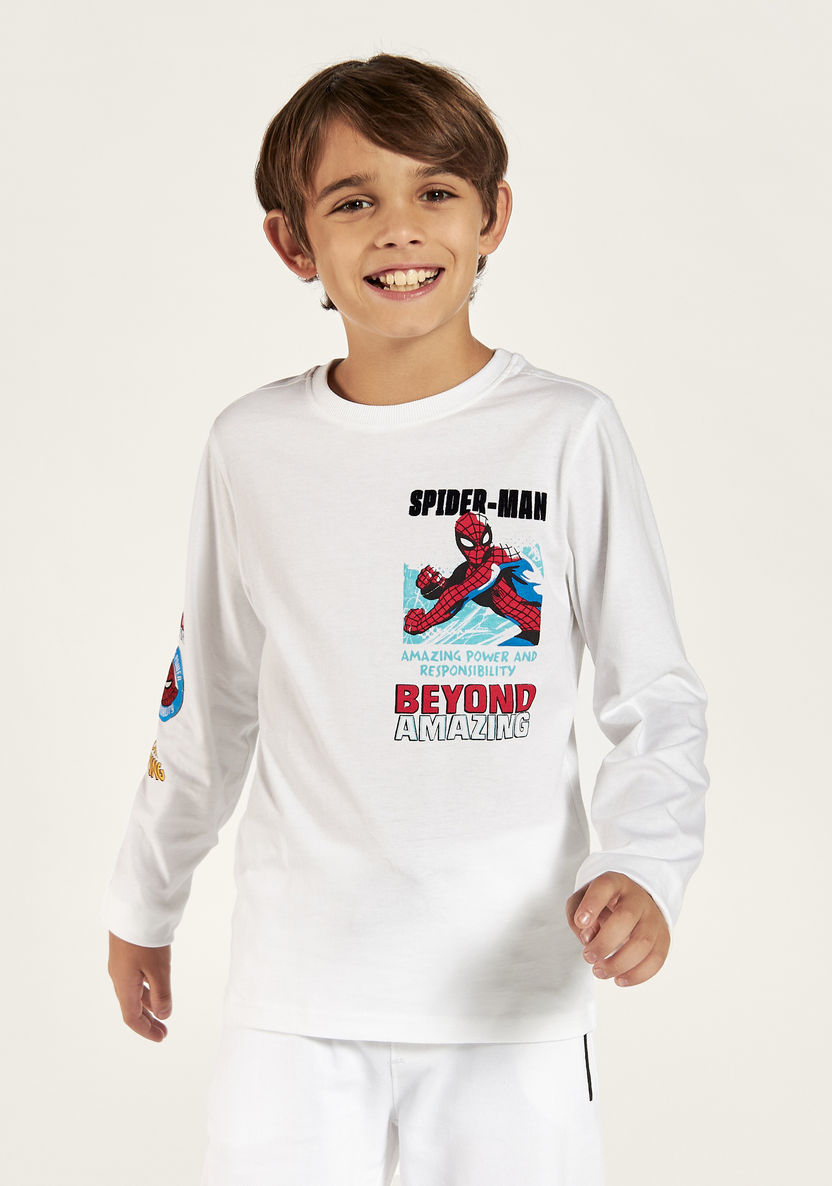 Spider-Man Print Long Sleeves T-shirt with Crew Neck-T Shirts-image-1