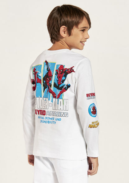 Spider-Man Print Long Sleeves T-shirt with Crew Neck