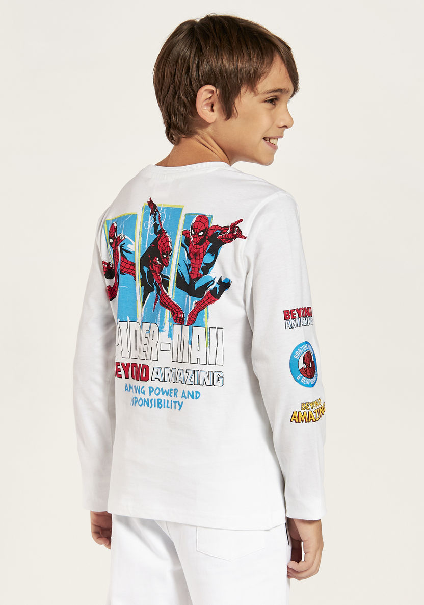 Spider-Man Print Long Sleeves T-shirt with Crew Neck-T Shirts-image-4