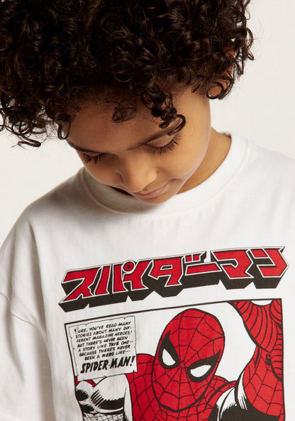 Spider-Man Print T-shirt with Round Neck and Short Sleeves-T Shirts-image-2