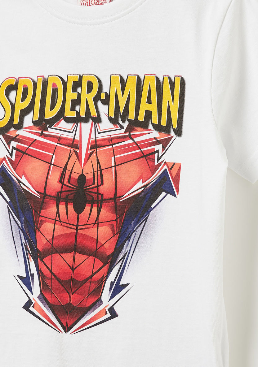 Spiderman Print T-shirt with Crew Neck and Short Sleeves-T Shirts-image-1