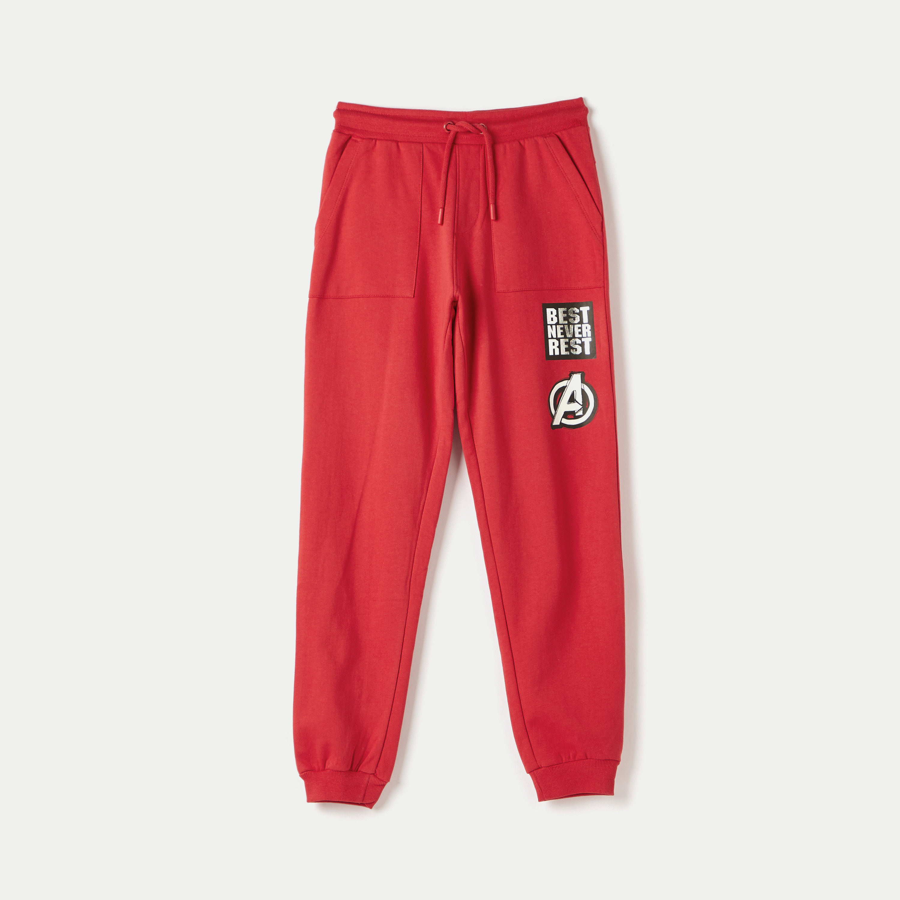 Avengers Print Joggers with Drawstring Closure and Pockets-boys-clothing-bottoms-joggersandtrackpants-image-1