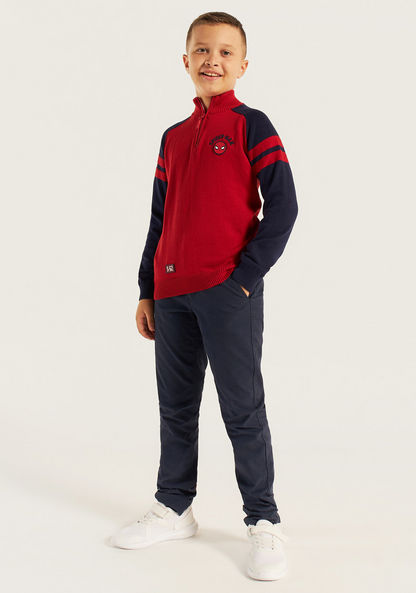 Spider-Man Embroidered High Neck Pullover with Zip Closure