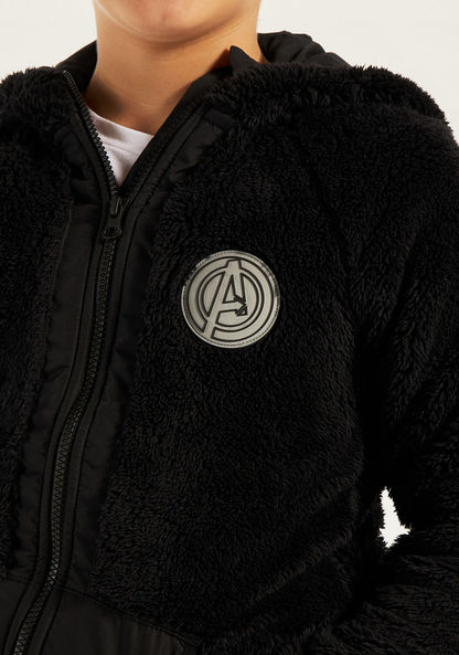 Avengers Applique Detail Zip Through Sweatshirt with Hood and Long Sleeves-Sweatshirts-image-2