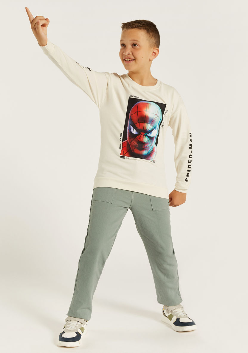 Spider-Man Print Crew Neck Sweatshirt with Long Sleeves-Sweatshirts-image-0