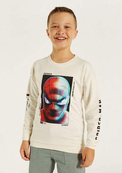 Spider-Man Print Crew Neck Sweatshirt with Long Sleeves-Sweatshirts-image-1