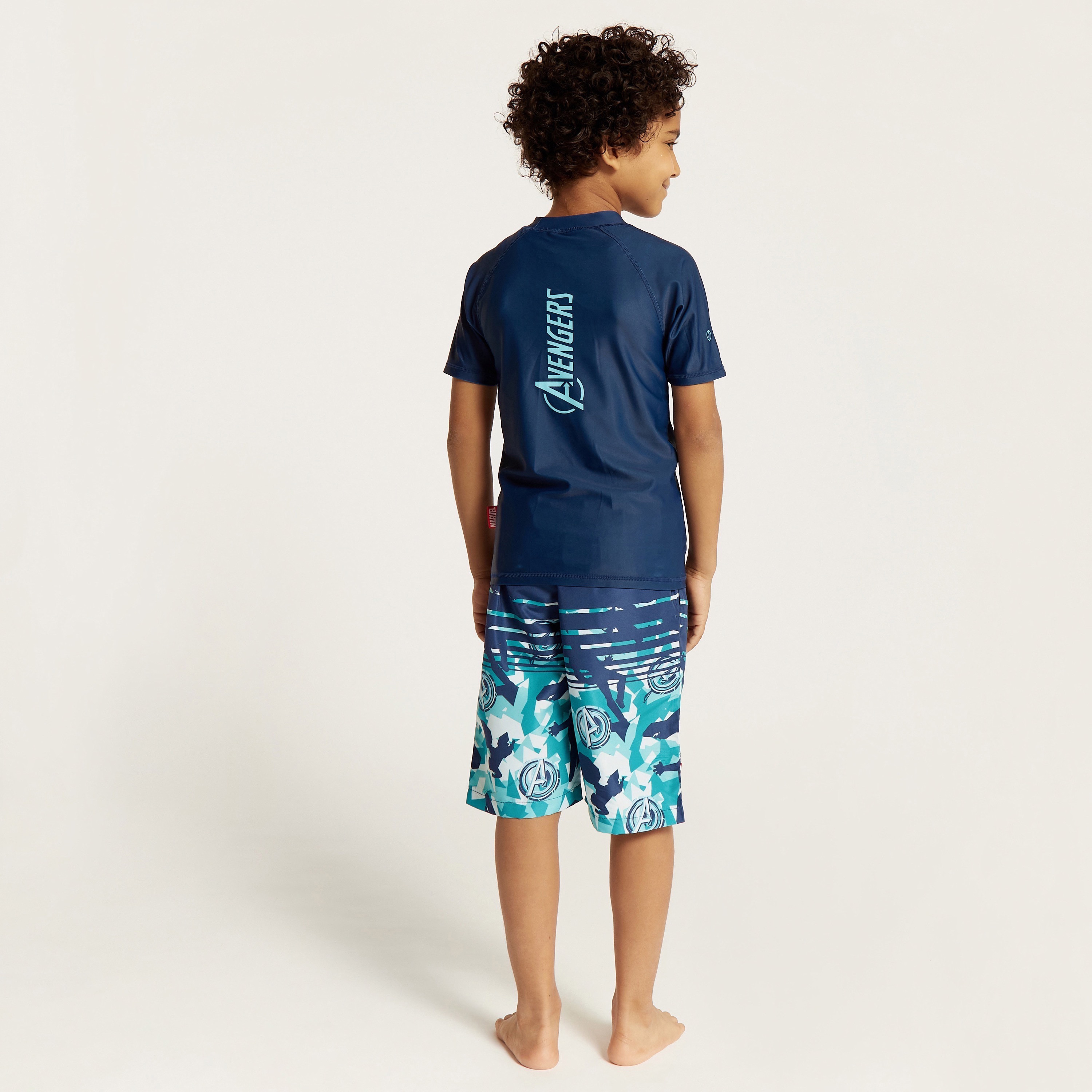 Avengers Print Round Neck T-shirt and Shorts Set-boys-clothing-sportswear-swimwear-image-4