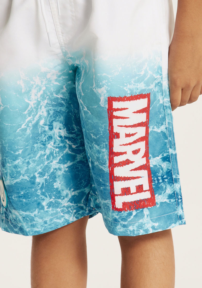 Avengers Print Mid-Rise Swimshorts with Drawstring Closure-Swimwear-image-2