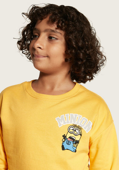 Minions Print Sweatshirt with Crew Neck and Long Sleeves