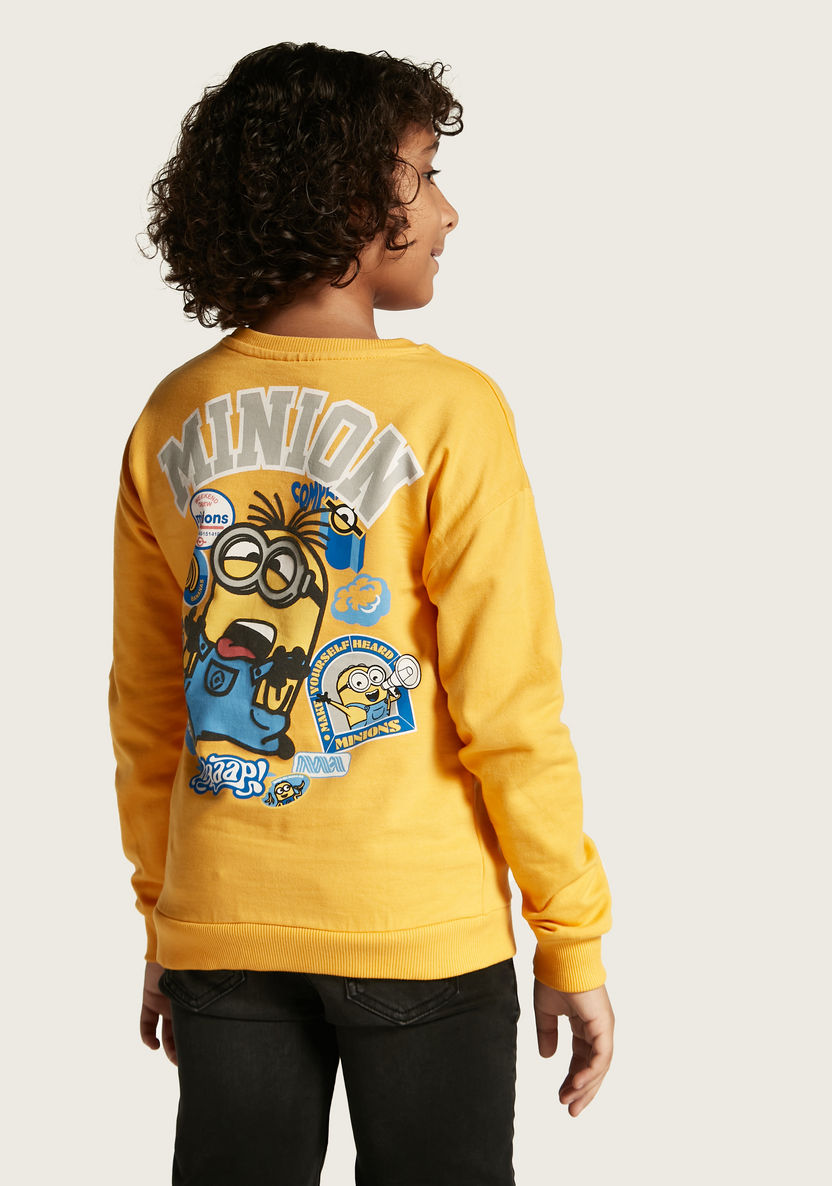 Minions Print Sweatshirt with Crew Neck and Long Sleeves-Sweatshirts-image-3