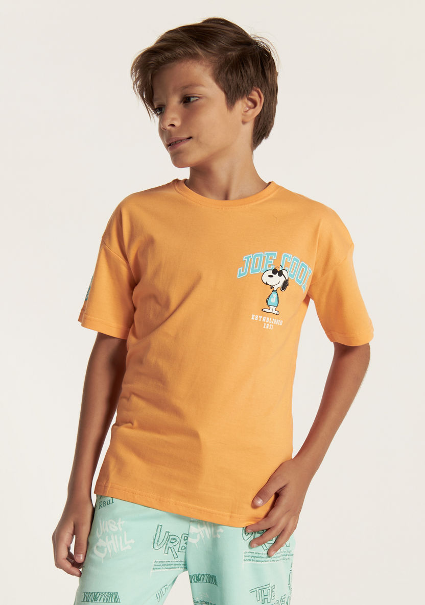 Snoopy Print T-shirt with Short Sleeves and Crew Neck-T Shirts-image-0