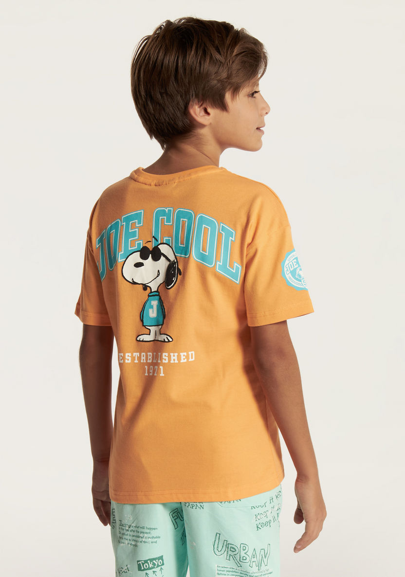Snoopy Print T-shirt with Short Sleeves and Crew Neck-T Shirts-image-3