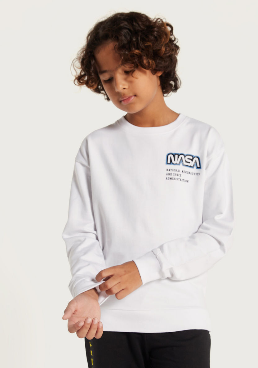 NASA Printed Sweatshirt with Crew Neck and Long Sleeves-Sweatshirts-image-1