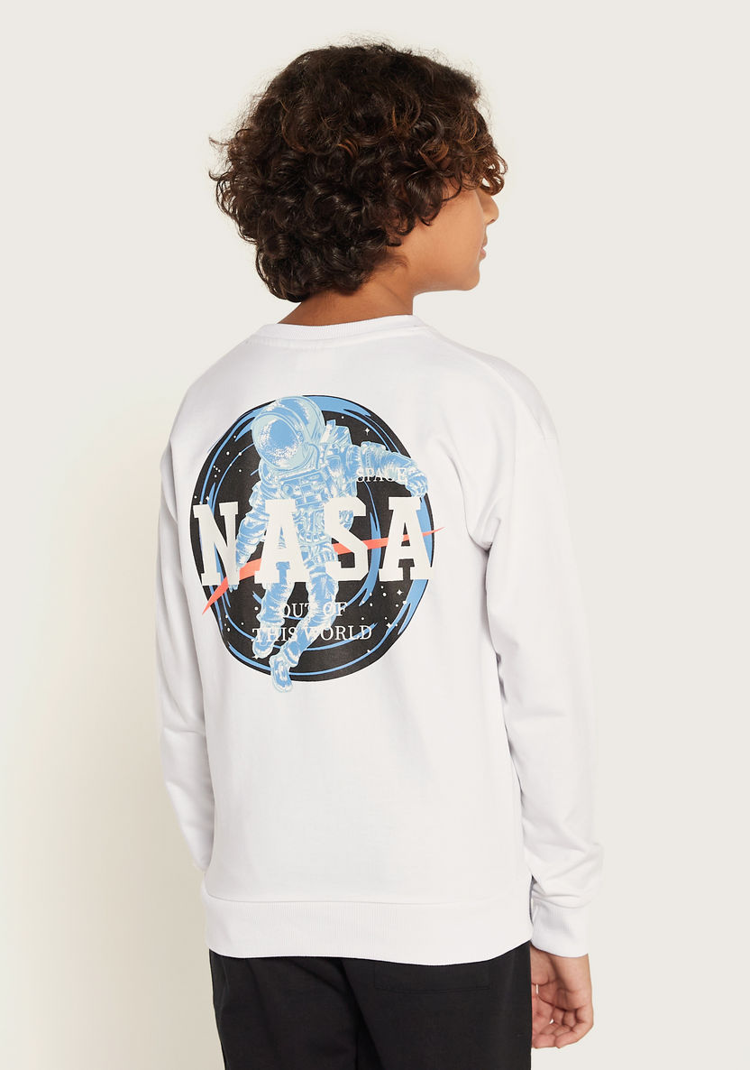 NASA Printed Sweatshirt with Crew Neck and Long Sleeves-Sweatshirts-image-3