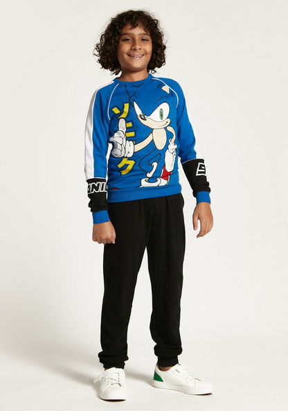 SEGA Sonic the Hedgehog Print Crew Neck Sweatshirt with Long Sleeves