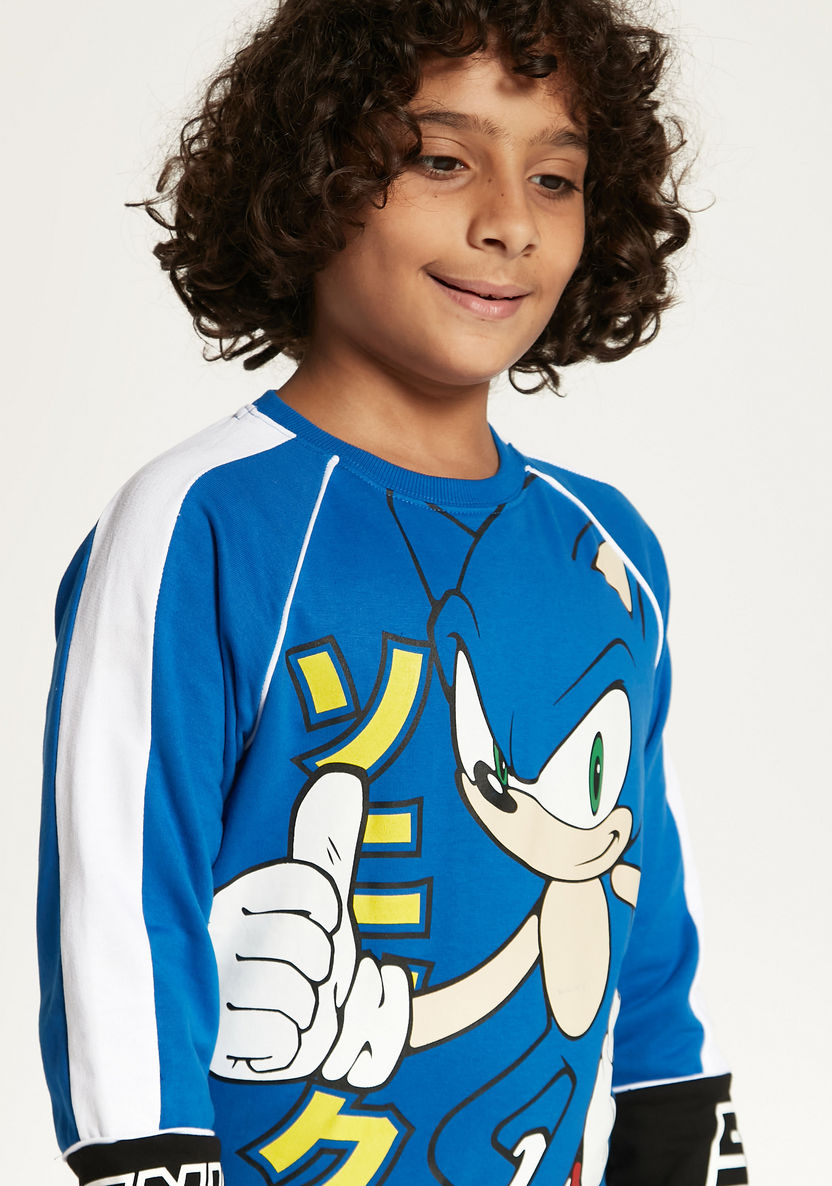 SEGA Sonic the Hedgehog Print Crew Neck Sweatshirt with Long Sleeves-Sweatshirts-image-2