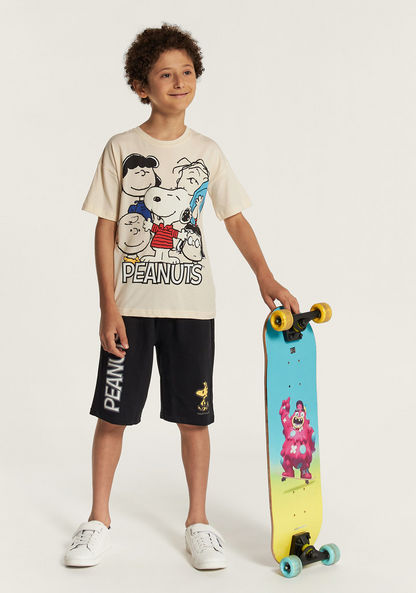 Snoopy Graphic Print T-shirt with Shorts Set-Clothes Sets-image-0