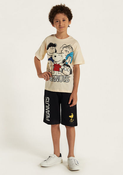 Snoopy Graphic Print T-shirt with Shorts Set-Clothes Sets-image-1