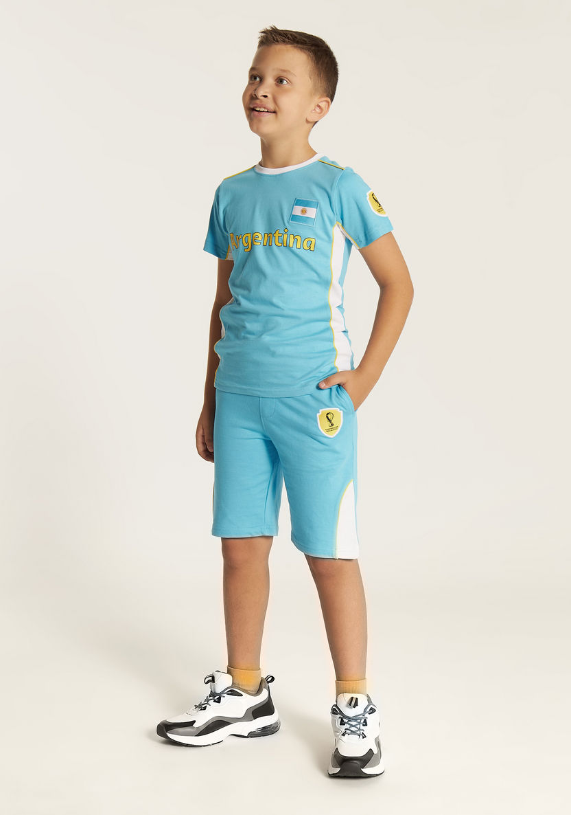 FIFA Printed Round Neck T-shirt and Shorts Set-Clothes Sets-image-5