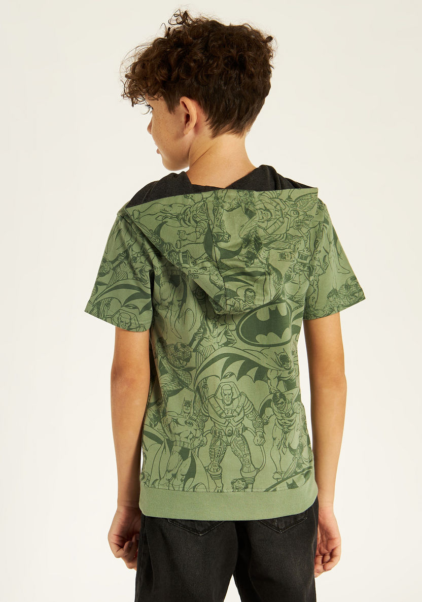 Batman Print T-shirt with Hood and Kangaroo Pocket-T Shirts-image-3