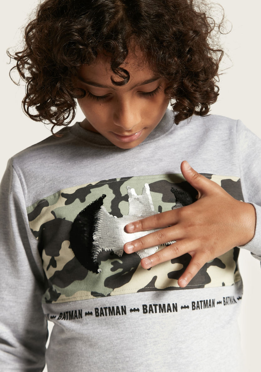 Batman Print Crew Neck Sweatshirt with Long Sleeves-Sweatshirts-image-2