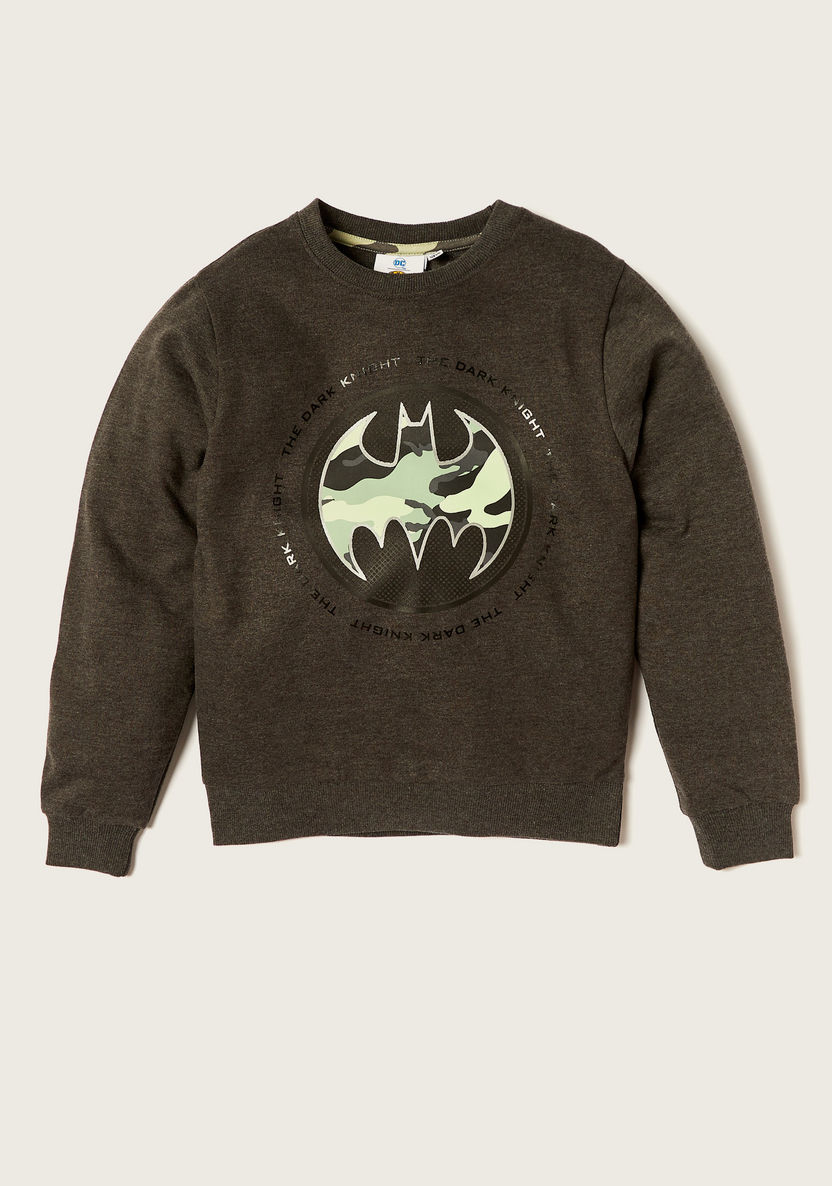 Batman Print Crew Neck Sweatshirt and Jogger Set-Clothes Sets-image-1