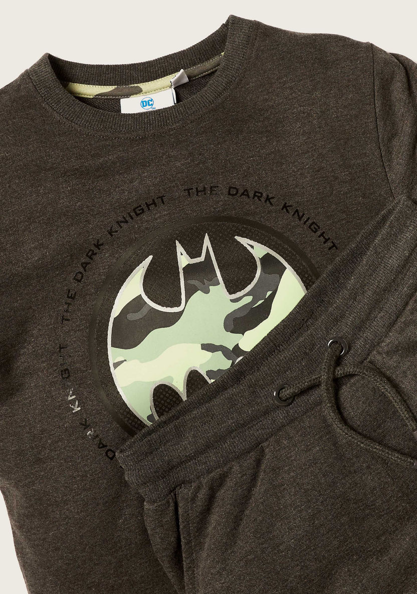 Batman Print Crew Neck Sweatshirt and Jogger Set-Clothes Sets-image-3